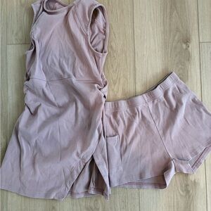Pink Sleeveless Top and Shorts Set